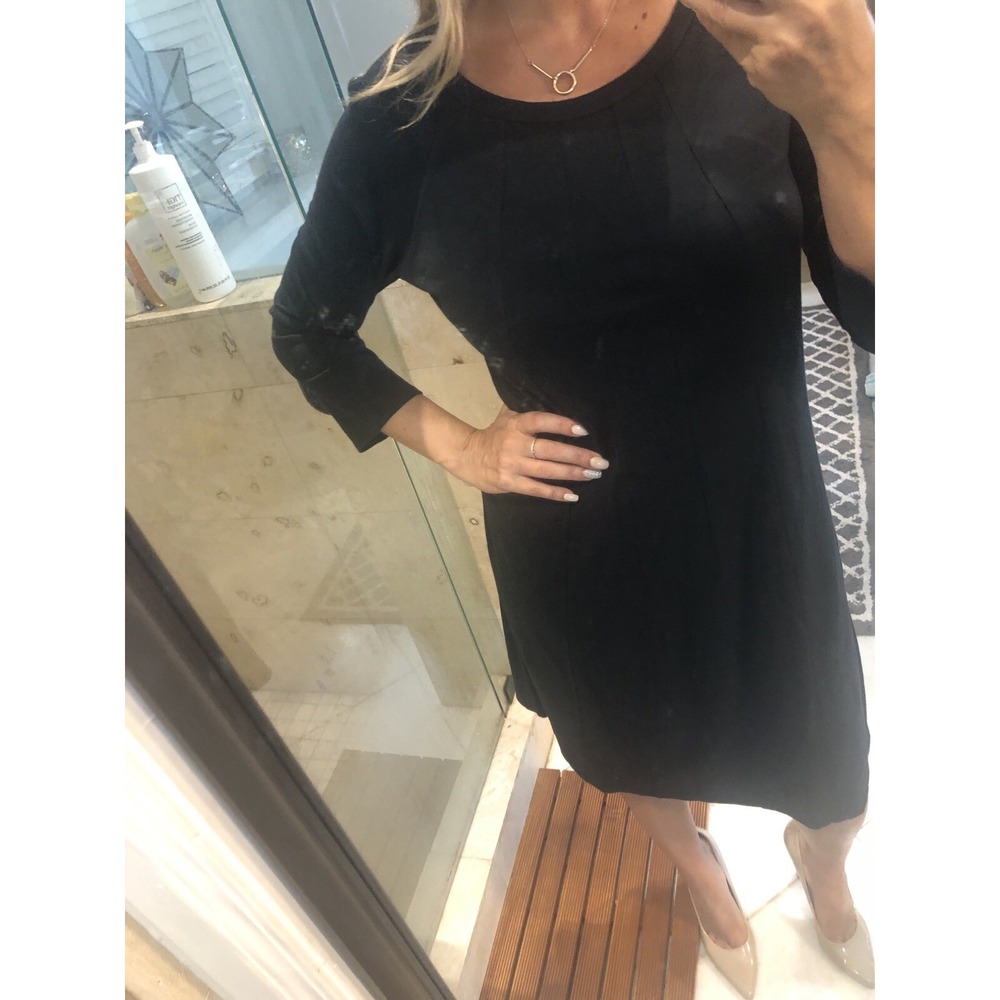J Jill Black Seamed Knit Maxi Midi Dress Cotton Modal 718529 NWT Small S
